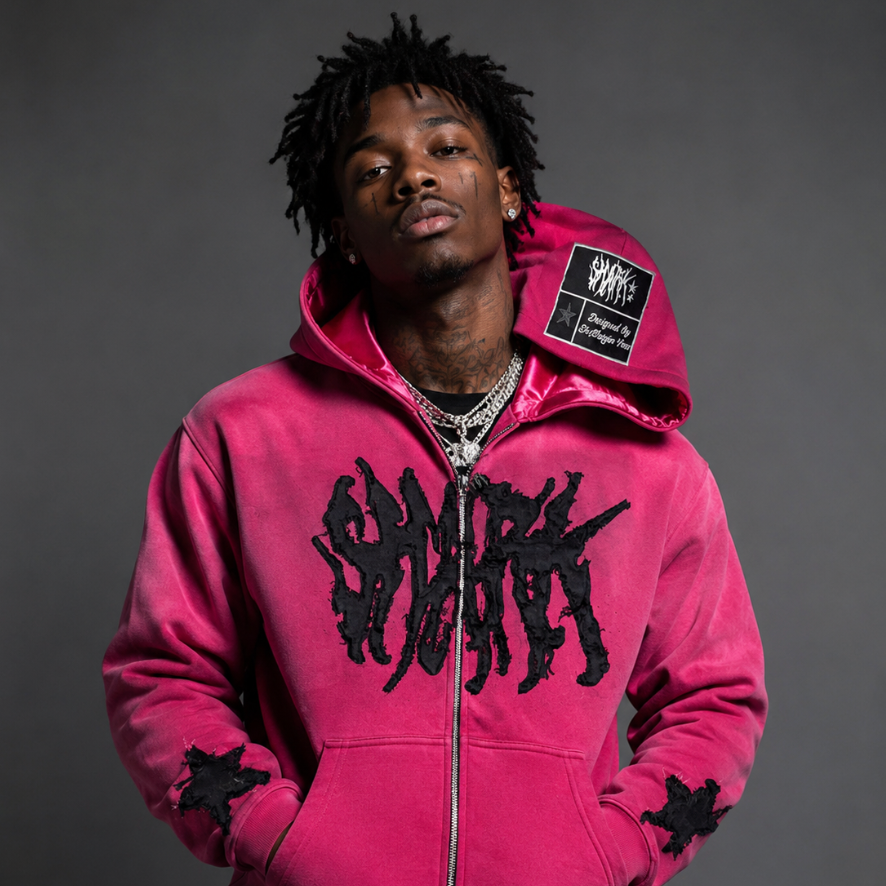 Sunset SHARK Hoodie- Hot Pink