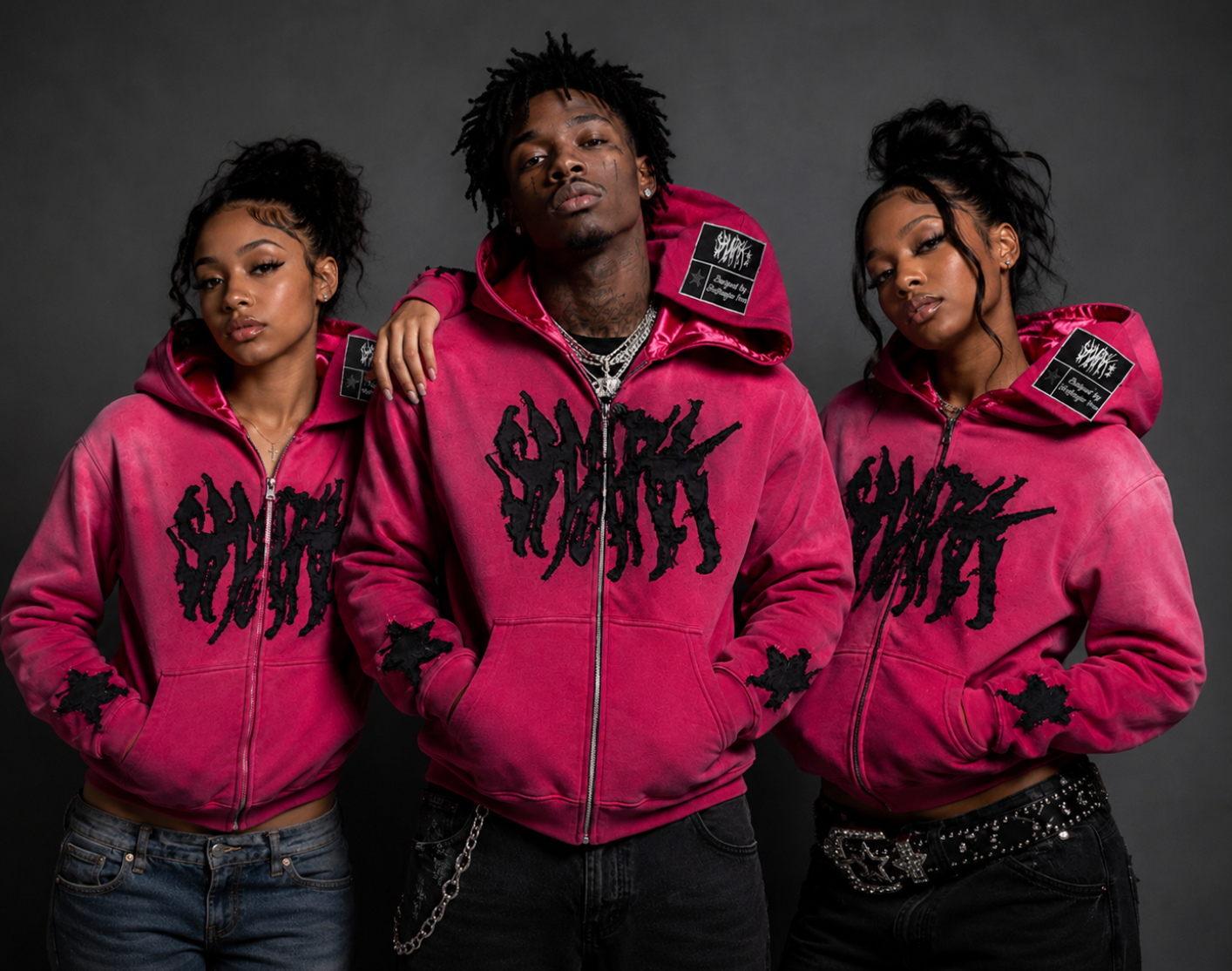 Sunset SHARK Hoodie- Hot Pink