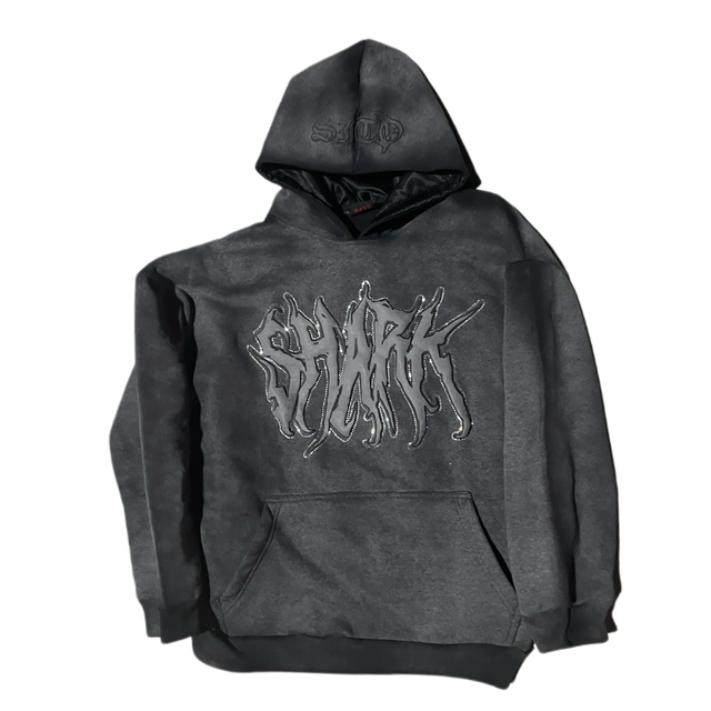 Charcoal SHARK hoodie- Black