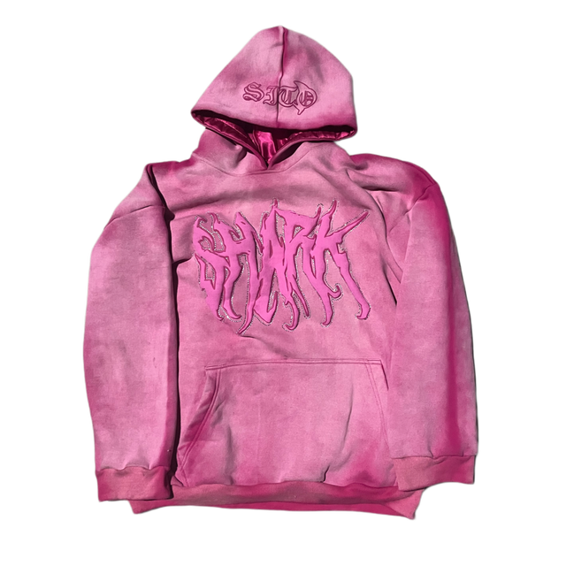 Charcoal SHARK hoodie- Pink