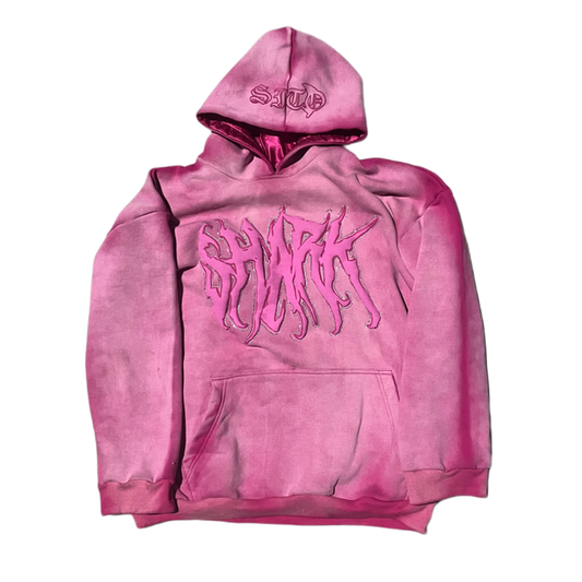 Charcoal SHARK hoodie- Pink