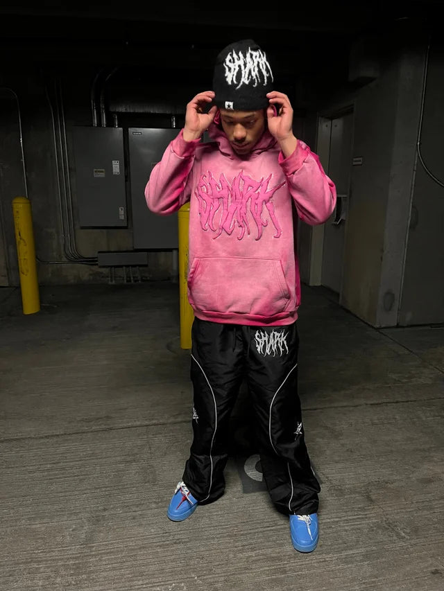 Charcoal SHARK hoodie- Pink