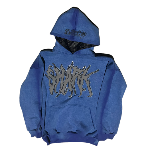 Charcoal SHARK Hoodie- Blue