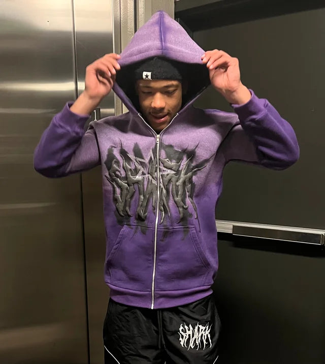 Faded SHARK Zip Up- PURPLE